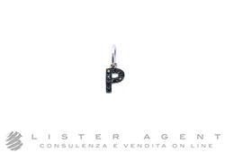 NITE ciondolo Lettera P in oro bianco e brunito 18Kt con diamanti neri ct 0.18. NUOVO!