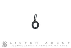 NITE ciondolo Lettera O in oro bianco brunito 18Kt con diamanti neri ct 0.18. NUOVO!