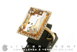 ANELLO in oro rosa 18Kt con diamanti ct 0,59 e quarzo fumé Mis 14 Ref. M84086. NUOVO!