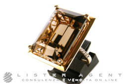 ANELLO in oro rosa 18Kt con diamanti ct 0,14 e quarzo fumé ct 34.05 Mis 13 Ref. M83051. NUOVO!