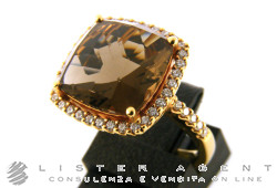  ANELLO in oro rosa 18Kt con diamanti ct 0,42 e quarzo fumé ct 6,00 Mis 14 Ref. M84039. NUOVO!