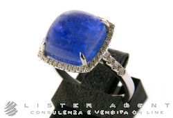 ANELLO in oro bianco 18Kt con diamanti ct 0,28 H e tanzanite Mis 14 Ref. B82433. NUOVO!