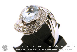 ANELLO in oro bianco 18Kt con diamanti ct 0,48 H Vs e acquamarina ct 1,50 Mis 15. NUOVO!