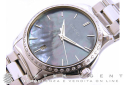 GUCCI G-Timeless Mod. 126.4 in acciaio e diamanti Madreperla blu Ref. YA126458. NUOVO!