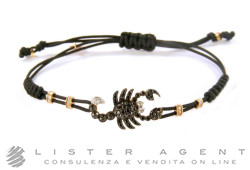 PIPPO PEREZ bracciale Scorpione in oro rosa 18Kt con diamanti bianchi ct 0,08 e neri ct 0,53 Ref. B163DN. NUOVO!