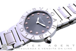 BULGARI Bulgari-Bulgari in acciaio Antracite con diamanti Ref. BBL26C6SS/12-102479. NUOVO!