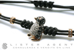 PIPPO PEREZ bracciale Pinguino in oro rosa 18kt con diamanti ct 0,14 e diamanti neri ct 0,35 Ref. B178DN.L. NUOVO!