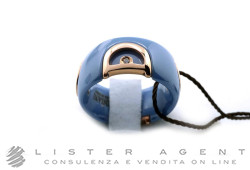 DAMIANI anello D.Icon in ceramica azzurra e oro rosa 18Kt con diamante ct 0,01 Mis 12 Ref. 20072913. NUOVO!