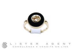 GUCCI anello Interlocking G 12MM in oro giallo 18Kt con diamanti ct 0,04 e onice Ref. YBC7865470010. NUOVO!