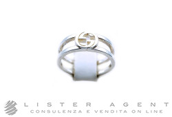 GUCCI anello a doppia fila Interlocking GG in argento 925 Ref. YBC7970290010. NUOVO!