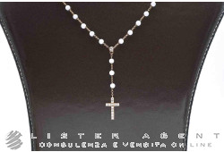 COLLANA con Croce in oro rosa 18Kt con diamanti ct 0.54 con agata bianca. NUOVA!