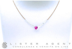 COLLANA con Cuore in oro rosa 18Kt con diamanti ct 0.48 e zaffiro rosa ct 0.64 Ref. C069/32-S0. NUOVA!