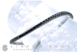 JARRETIERE bracciale elastico Tennis in oro bianco brunito 18Kt con diamanti neri ct 2.40. NUOVO!