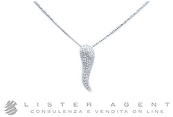 COLLANA Cornetto in oro bianco 18Kt con diamanti ct 1.50 H Vvs Ref. AZ5DCORNO. NUOVO!