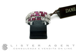 DAMIANI anello Icicle in oro bianco 18Kt con diamanti ct 0.48 H e rubini ct 1.10 Misura 15 Ref. 20036970. NUOVO!