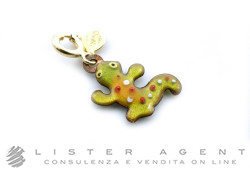 GABRIELLA RIVALTA collezione Amorini ciondolo Salamandra verde in oro giallo 18Kt e rame smaltato Ref. 27404630. NUOVO!