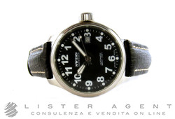 SWISS DEFENDER solo tempo in acciaio Nero AUT Ref. DF2828. NUOVO!