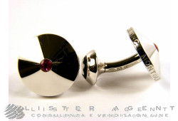 MONTBLANC gemelli in argento 925 e zaffiro rosa Ref. 38080. NUOVI!