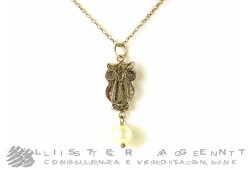 YVONE CHRISTA collana Gufo in argento 925 con perle. NUOVA!