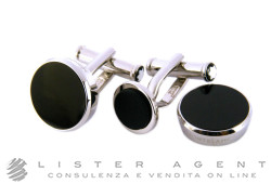 MONTBLANC gemelli e copri bottoni Meisterstück in acciaio e onice Ref. 114784. NUOVI!
