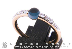 POMELLATO anello M'ama non M'ama in oro rosa 18Kt con topazio blu London e diamanti ct 0,19 Mis 13 Ref. AB703BO7OY. NUOVO!