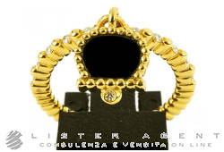 CHANTECLER anello Anima 70 con Campanella micro in oro giallo 18Kt con onice e diamante Ref. 37076. NUOVO!