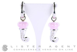 CHANTECLER orecchini Corno in argento 925 e smalto rosa Ref. 36415. NUOVO!