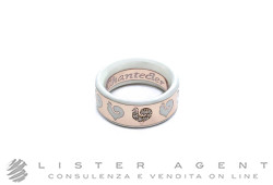 CHANTECLER anello Carousèl in oro rosa 18Kt, argento rivestito di smalto bianco e diamanti ct 0.05 Misura 15 Ref. 41031. NUOVO!