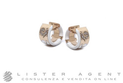 CHANTECLER orecchini Carousèl in oro rosa 18Kt con argento rivestito di smalto bianco e diamanti ct 0.24 Ref. 41311. NUOVI!