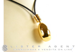 BULGARI collana Mediterranean Eden in oro giallo 18Kt e laccio in tessuto grigio Ref. CL855890. NUOVA!