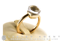 POMELLATO anello Nudo petit in oro rosa e bianco 18Kt con topazio bianco Mis 13 Ref. AB403O6TB. NUOVO!