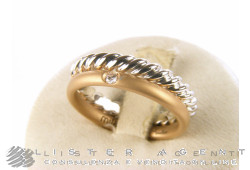 POMELLATO anello Milano in oro rosa sabbiato e bianco 18Kt con diamante ct 0,03 Mis 14 Ref. AB511SB7O9. NUOVO!