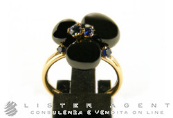 POMELLATO anello Capri in oro rosa 18Kt con ceramica nera e zaffiri Mis 15 Ref. AB610O7CNZF-55. NUOVO!
