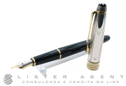 MONTBLANC penna stilografica Meisterstuck Solitaire Doue in argento 925 bicolore Ref. 144DS. NUOVA!