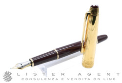 MONTBLANC penna stilografica Meisterstuck Solitaire Doue in argento 925 placcato oro giallo e resina bordeaux Ref. 1442. NUOVA!