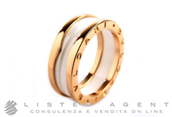 BULGARI anello Bzero1 in oro rosa 18Kt e ceramica bianca Mis 20 Ref. AN855964. NUOVO!