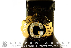 ORECCHINO mono orecchino The Princess and the Pea lettera G in metallo laminato oro giallo e strass Ref. 1169. NUOVI!