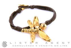 UNO DE 50 bracciale Circulating in metallo laminato oro giallo e pelle marrone Ref. 1366. NUOVO!