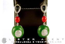 ORECCHINI in argento 925 con pietre naturali, pasta di corallo e zirconi Ref. OA05929. NUOVI!