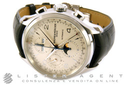 BAUME & MERCIER Clifton crono con fasi di Luna e calendario completo in acciaio Argenté AUT Ref. MOA10278. NUOVO!