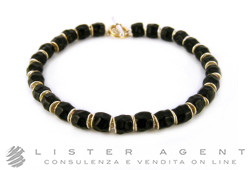 DODO by Pomellato bracciale Kit Granelli in argento 925, resina nera e oro giallo 18Kt CM 18 Ref. DKBNE18. NUOVO!