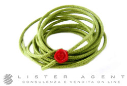 DODO by Pomellato cordino medio in cotone verde e resina rossa Ref. DCVEM2R. NUOVO!