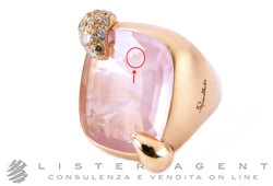 POMELLATO anello Ritratto in oro rosa 18Kt con quarzo rosa e diamanti brown ct 0,35 Mis 14 Ref. AB708MBRW7QR. NUOVO!