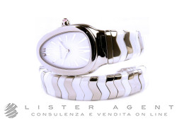 BULGARI orologio Serpente in acciaio e ceramica bianca Bianco Ref. 102182. NUOVO!