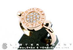BULGARI anello Bulgari-Bulgari in oro rosa 18Kt con diamanti e malachite Ref. AN857356. NUOVO!