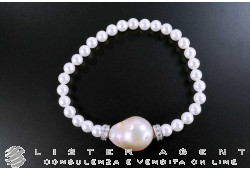 ULTIMA EDIZIONE bracciale elastico con perle e argento 925 con zirconi Ref. BA0A35. NUOVO!