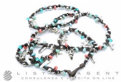 UNO DE 50 collana La Playa in lega ZAMA rivestita in argento e cristalli colorati Ref. COL1252MCLMAR0U. NUOVA!