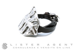 UNO DE 50 bracciale La Hoja in lega ZAMA rivestita in argento con pelle marrone Ref.  PUL1681MARMTL0M. NUOVO!