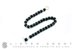 DODO by Pomellato bracciale Kit Granelli in argento 925, resina nera e oro giallo 18Kt CM 20 Ref. DKBNE20. NUOVO!