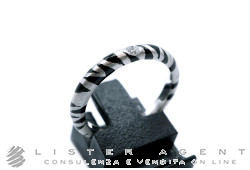 ADOLFO COURRIER anello in oro bianco 18Kt con diamante e smalto grigio e nero Mis 14.5 Ref. ANP2TBW02. NUOVO!